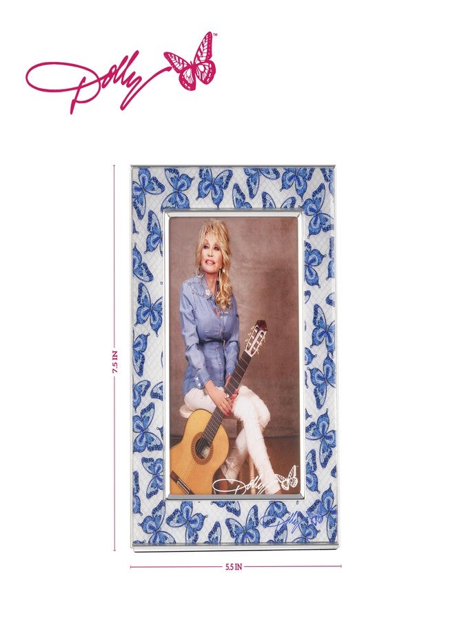 Dolly Parton 5.56x7.5x0.48 Inch Blue Butterfly Enamel Photo Frame, Displays one 4x6 Photo - Image 2